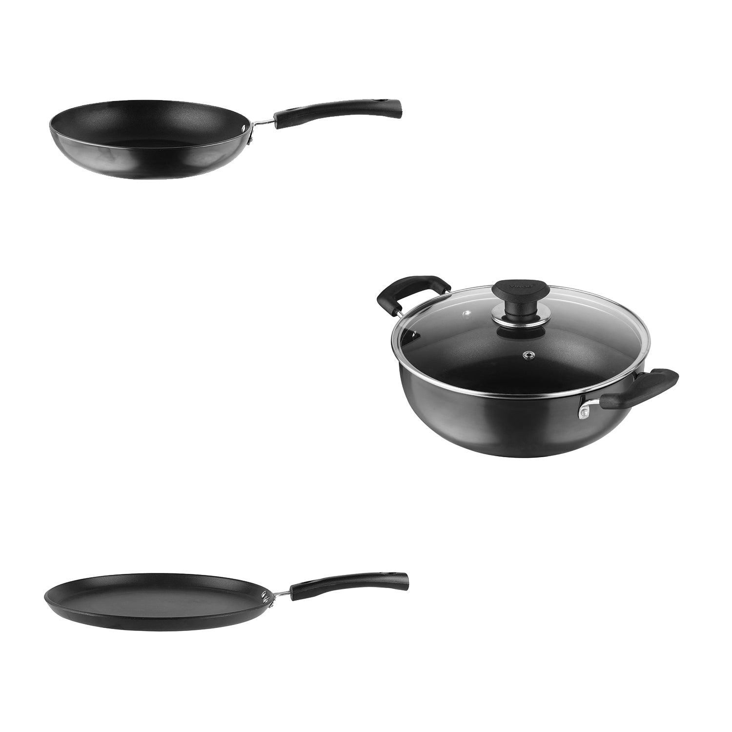 Vinod Hanos Non Stick Combo Set - 3 pc (Induction Friendly)