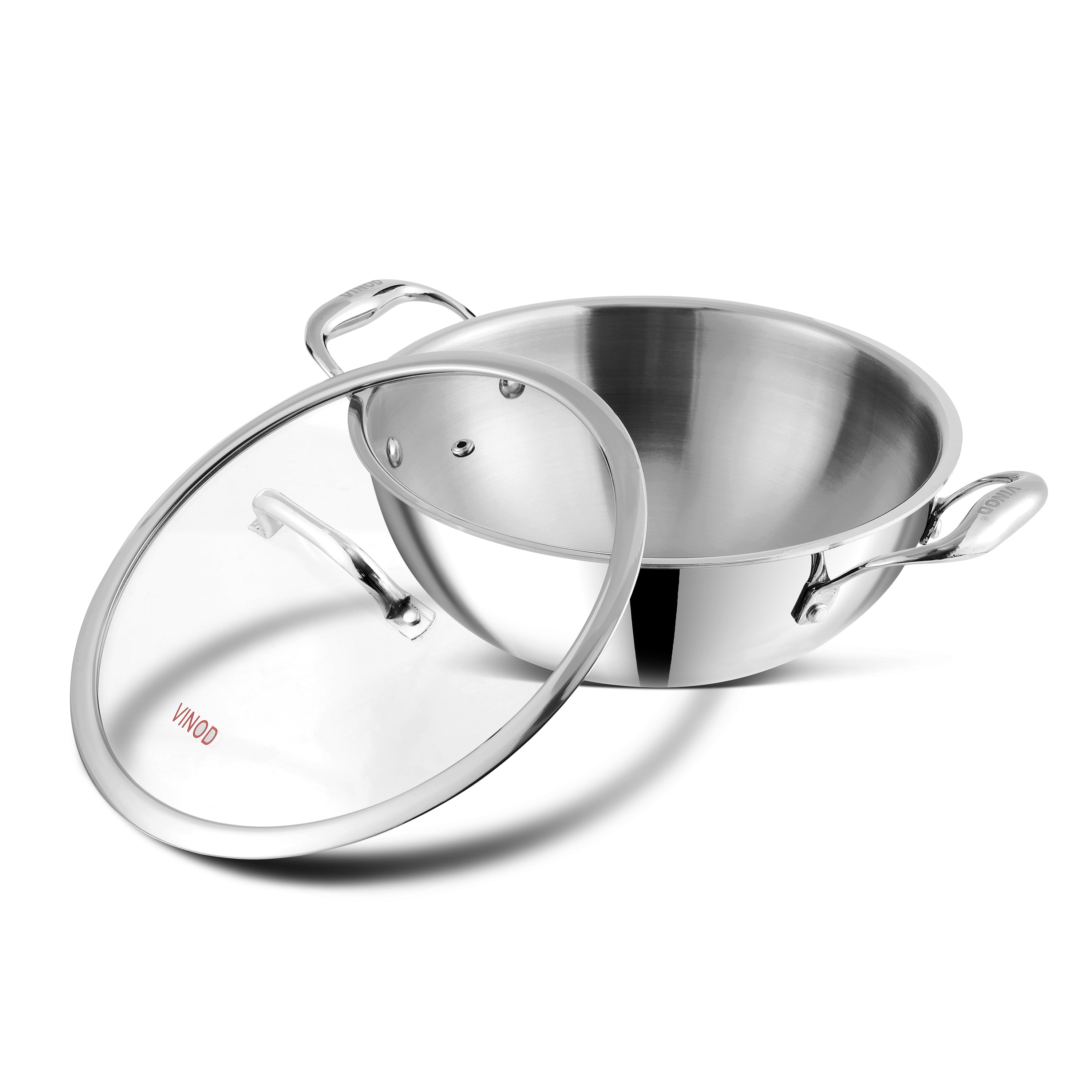 Vinod Platinum Triply Stainless Steel Extra Deep Kadai with Lid