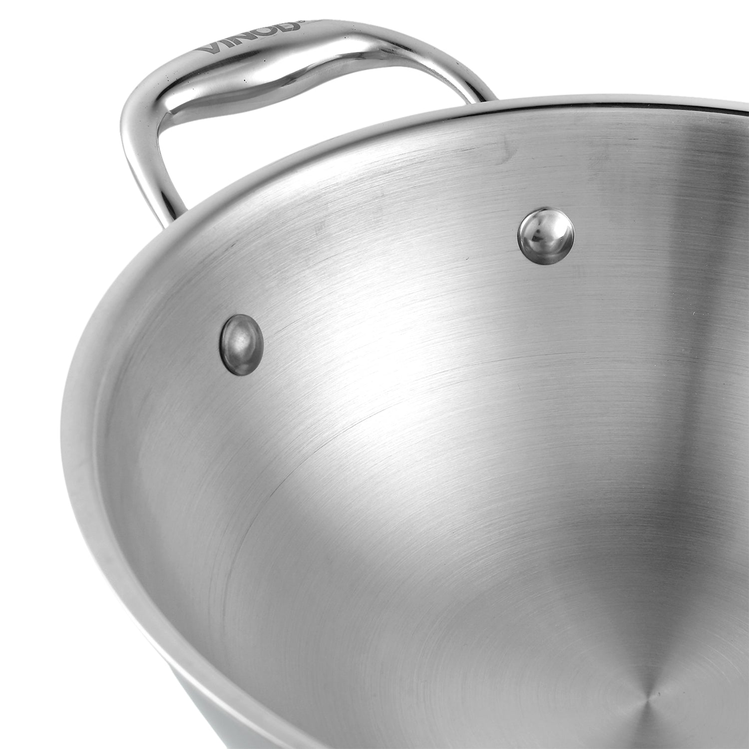 Vinod Platinum Triply Stainless Steel Kadai with Lid (Induction Friendly)