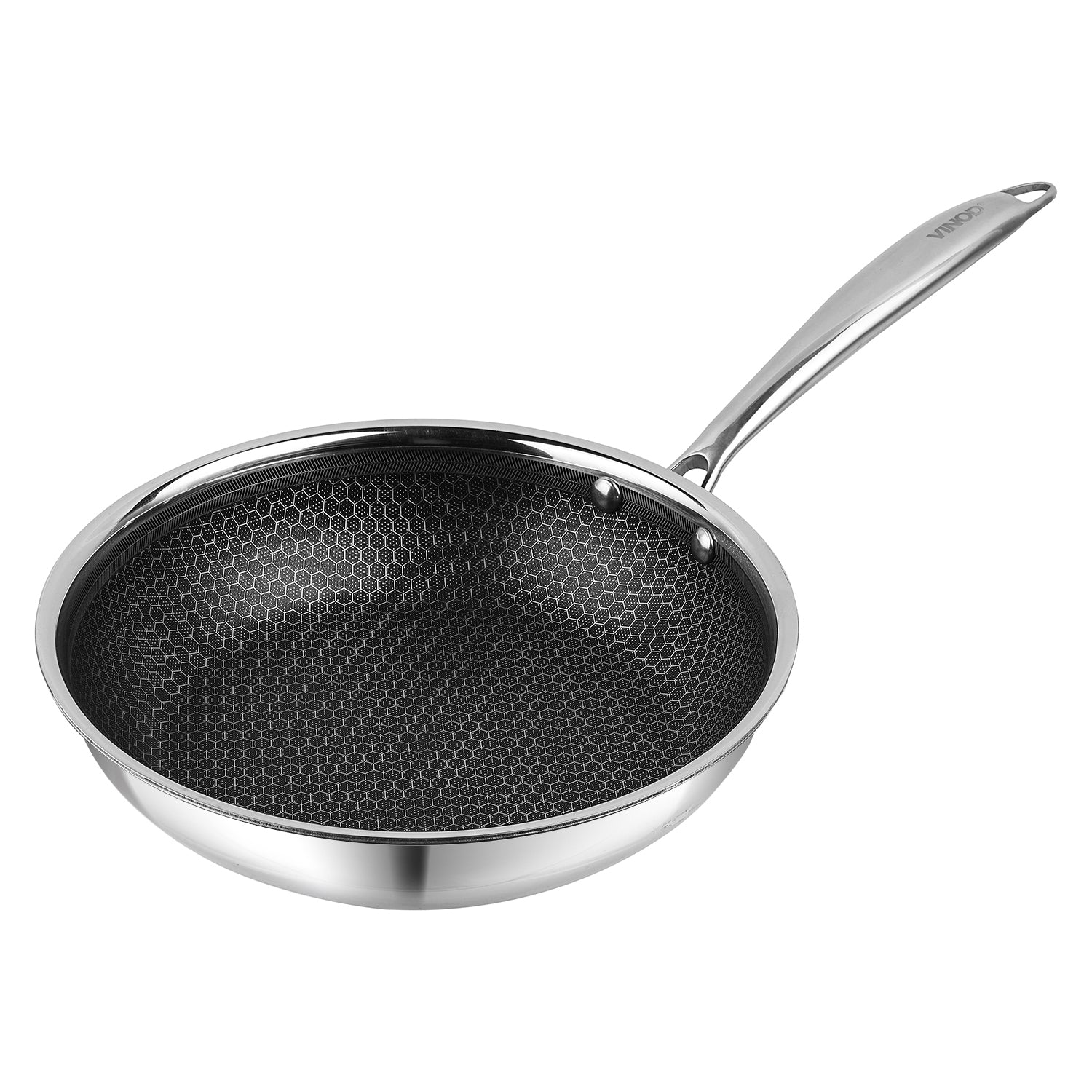 Vinod Platinum Triply Stainless Steel SAS Pro FryPan (Induction Friendly)