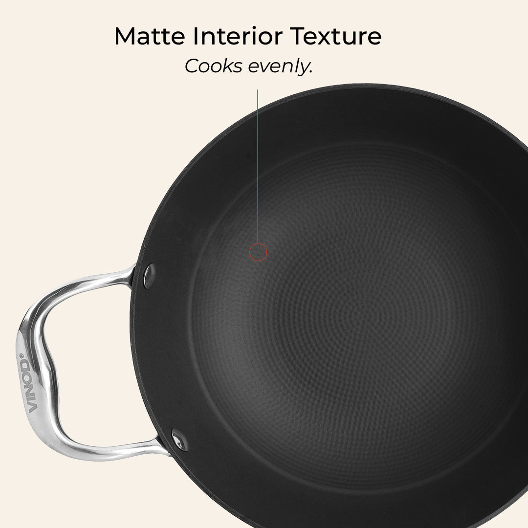 Vinod Ferona Cast Iron Kadai with Lid