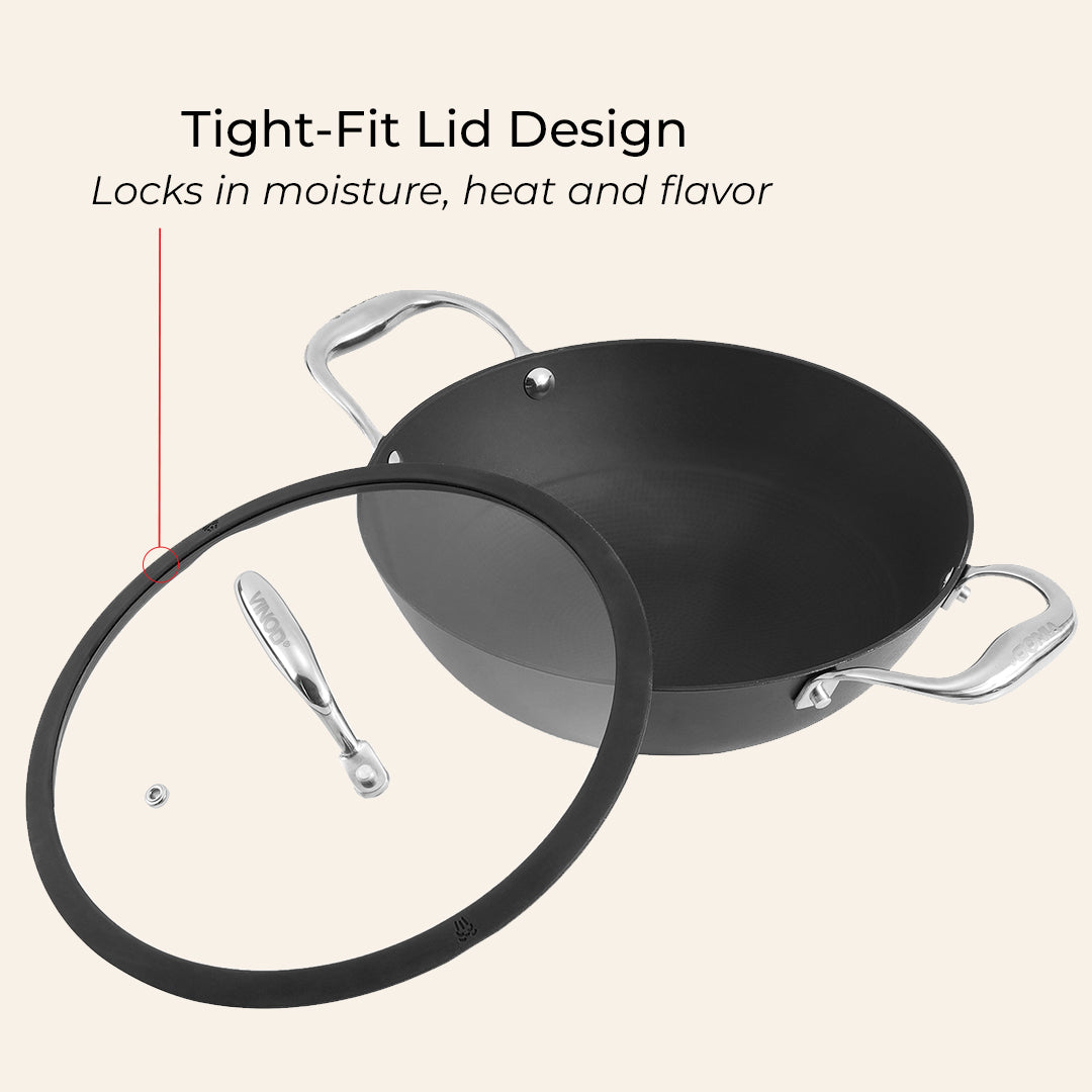 Vinod Ferona Cast Iron Kadai with Lid