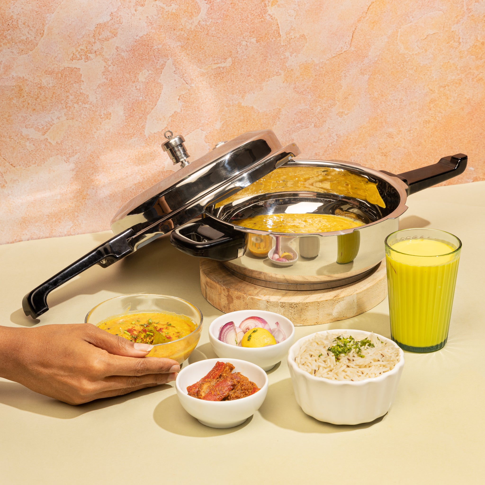 Vinod Stainless Steel Deep Pan Pressure Cooker with Lid (Induction Friendly)