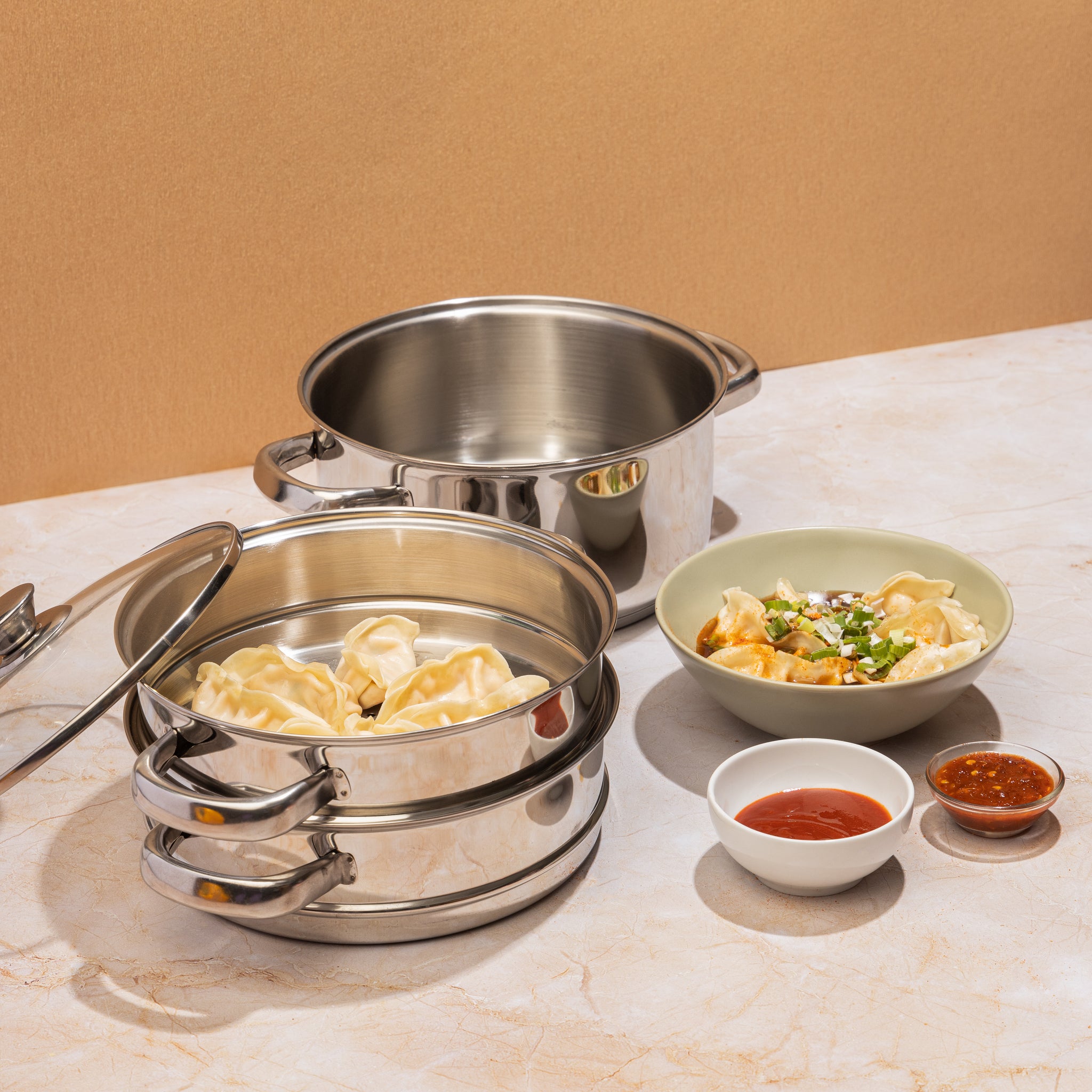 Vinod Stainless Steel 3 Tier Steamer Set (Induction Friendly)