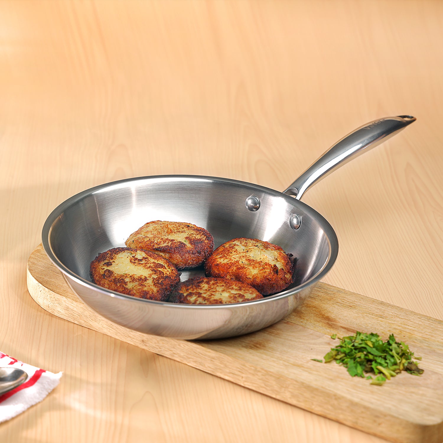Vinod Platinum Triply Stainless Steel Frypan (Induction Friendly)