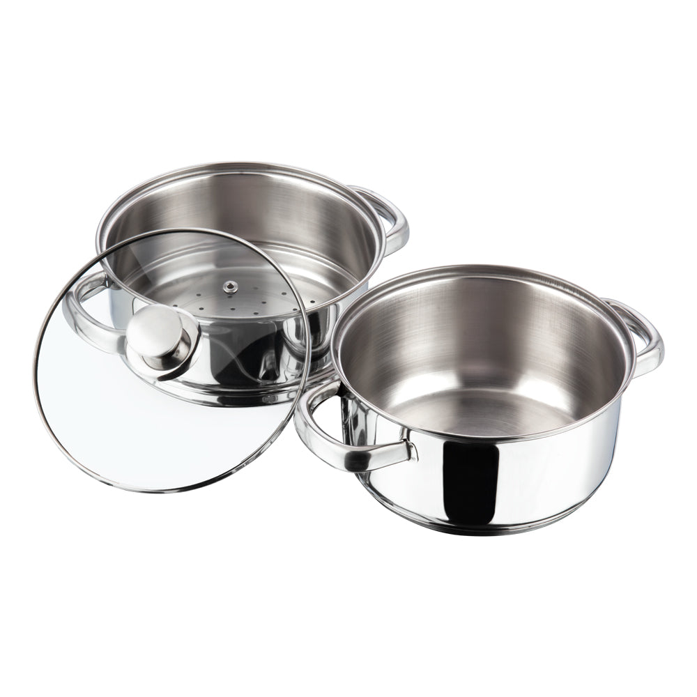 Vinod Stainless Steel 2 Tier Steamer with Lid (Induction Friendly)